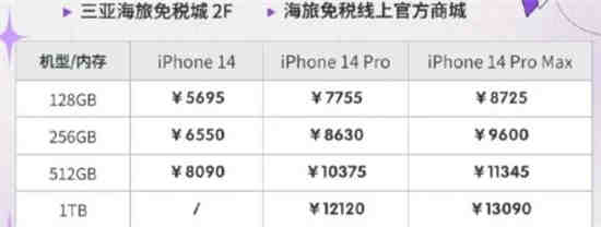 海南免税买iPhone14系列便宜多少 iPhone14海南免税价格一览