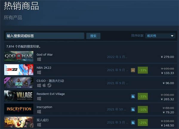 战神4上架steam 空降steam热销榜第一名