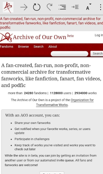 ao3官方网站截图