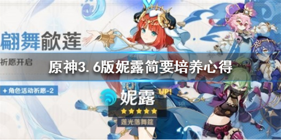 原神妮露怎么培养 原神3.6版妮露简要培养心得