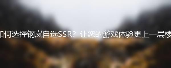 如何选择钢岚自选SSR 让您的游戏体验更上一层楼