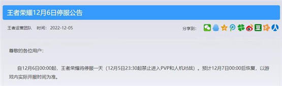 12月6日游戏停服一天公告介绍腾讯米哈游旗下游戏宣布12.6停服一天